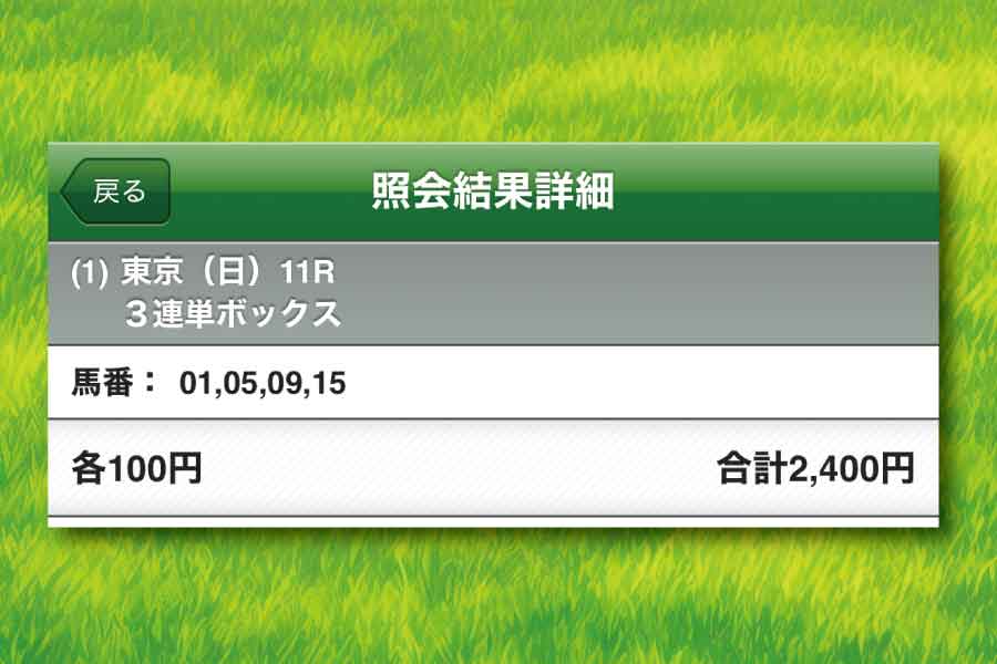 店長の選んだ馬券
三連単/4頭ボックス