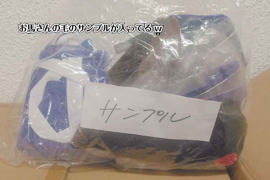 袋の中にお馬さんの毛色のサンプルが入ってる