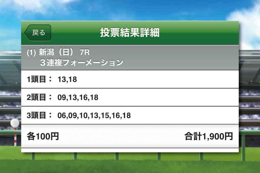 三連複フォーメーション
店長が選んだ馬券