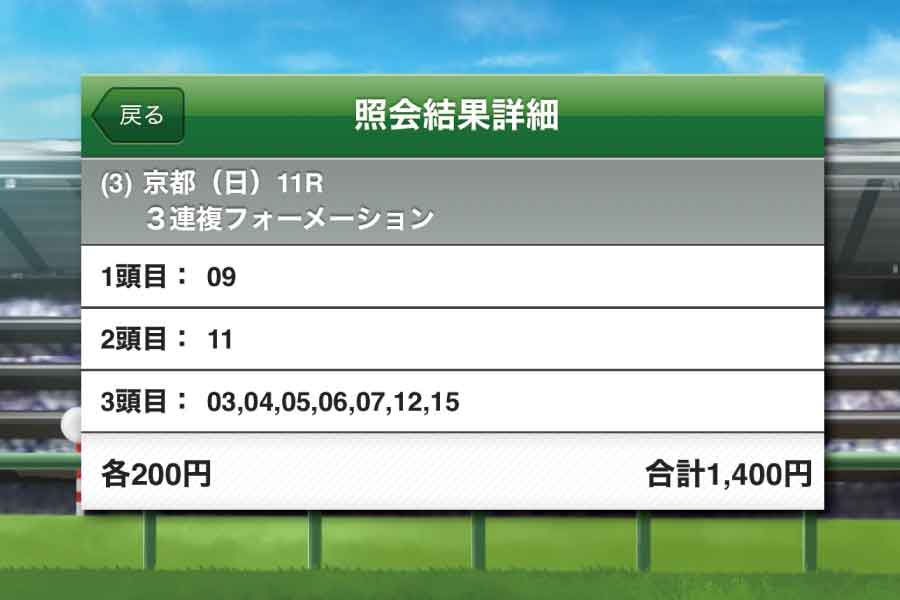 菊花賞2025_馬券
2頭軸ながし